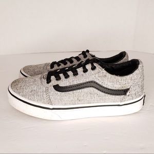 Size 3 Youth Kids Gray Black White Vans Sneakers
